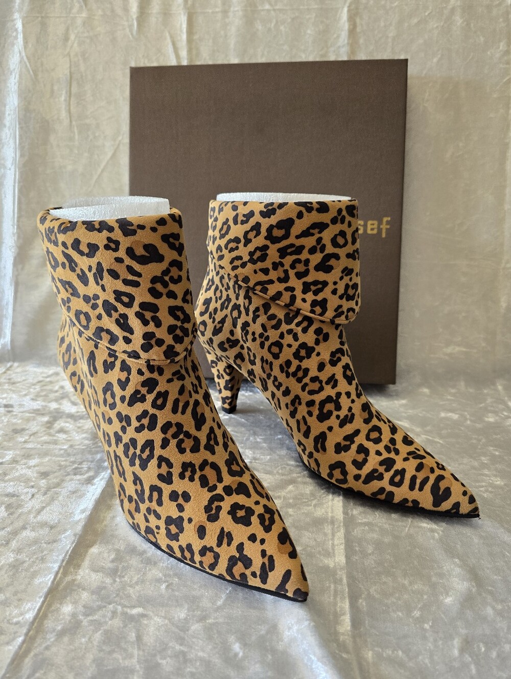 Jon Josef Leopard Print Pointed Toe Ankle Boots - Brown